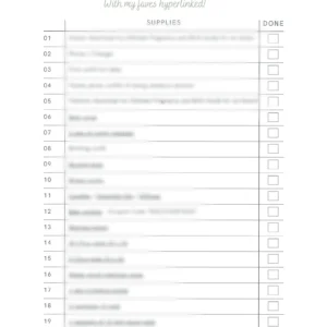 Home Birth Essentials Checklist